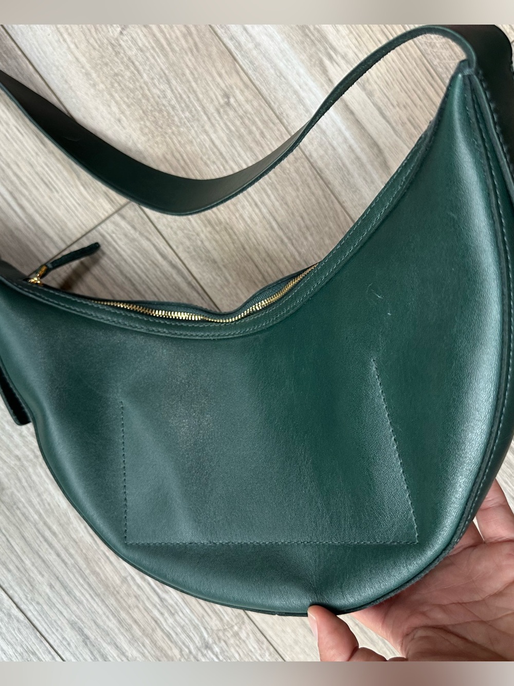 Madewell Dark Green Leather Crescent Crossbody Bag - Picture 7 of 9